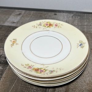 Vintage H & C Selb Bavaria Heinrich & Co Saucers Set 4 Gold Trim Floral Design